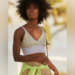 NEW Free People FP Movement Sheer Luck Plaid Mesh Sports Bra